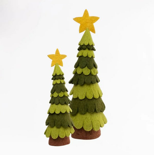 Christmas Decor Light and Dark Green Felt Christmas Tree - Small